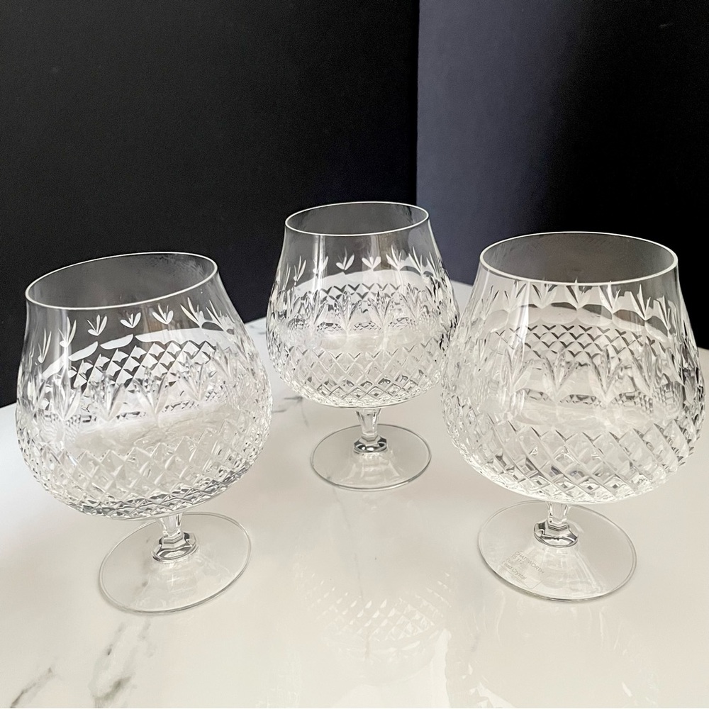 SET of 3 Crystal Brandy Snifter Glasses "Chatsworth" by Mikasa